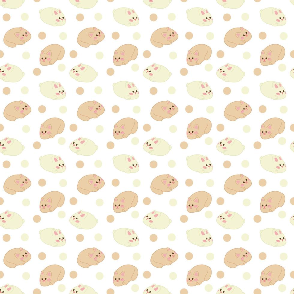 Manju pattern11. Cute Japanese pattiers in the form of a cat and a rabbit. Doodle color cartoon vector illustration.