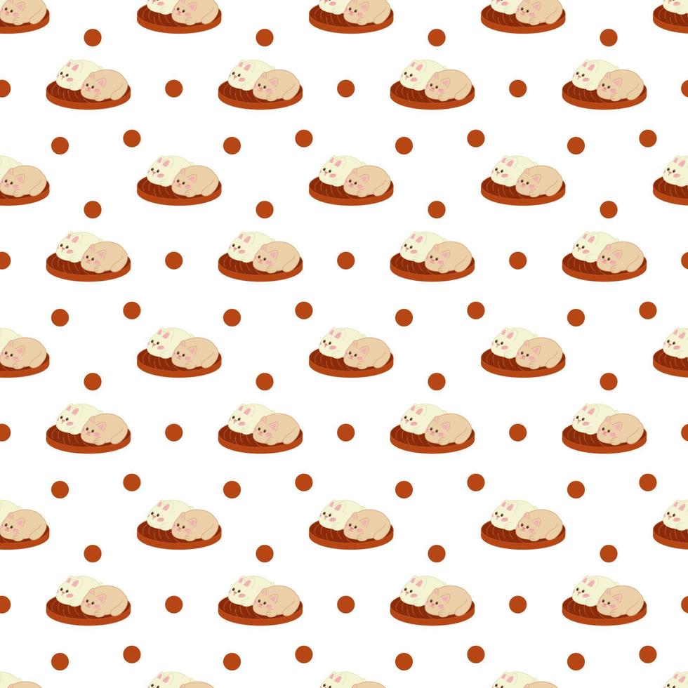 Manju pattern9. Cute Japanese pies in the form of a cat and a rabbit. Doodle color cartoon vector illustration.