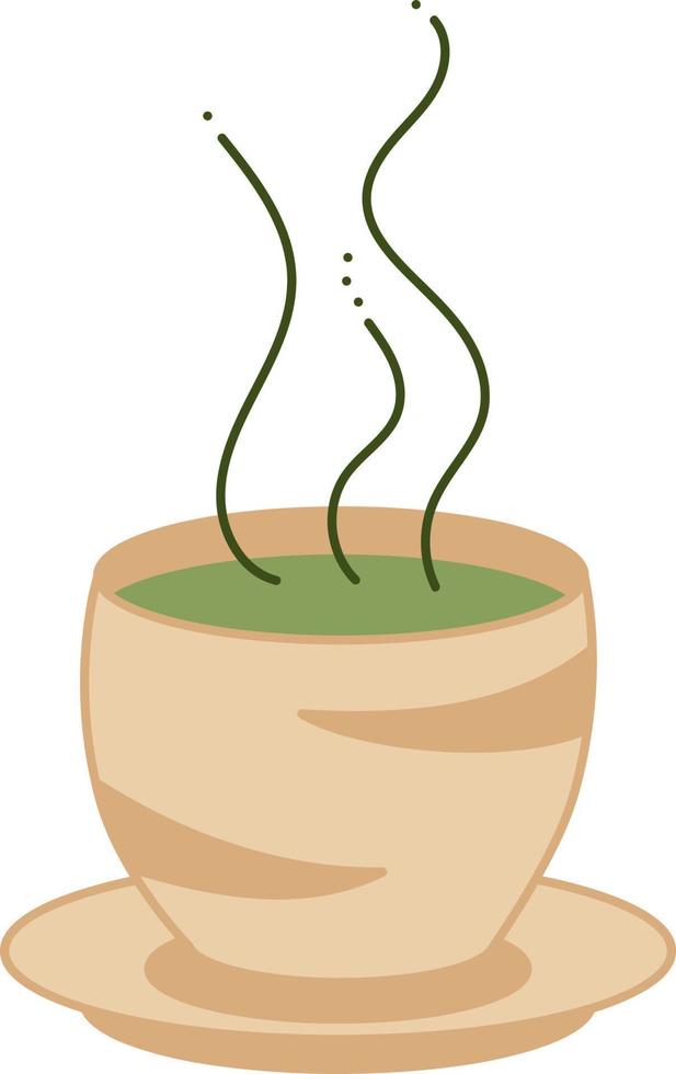 Cup with matcha tea. Doodle cartoon vector illustration.