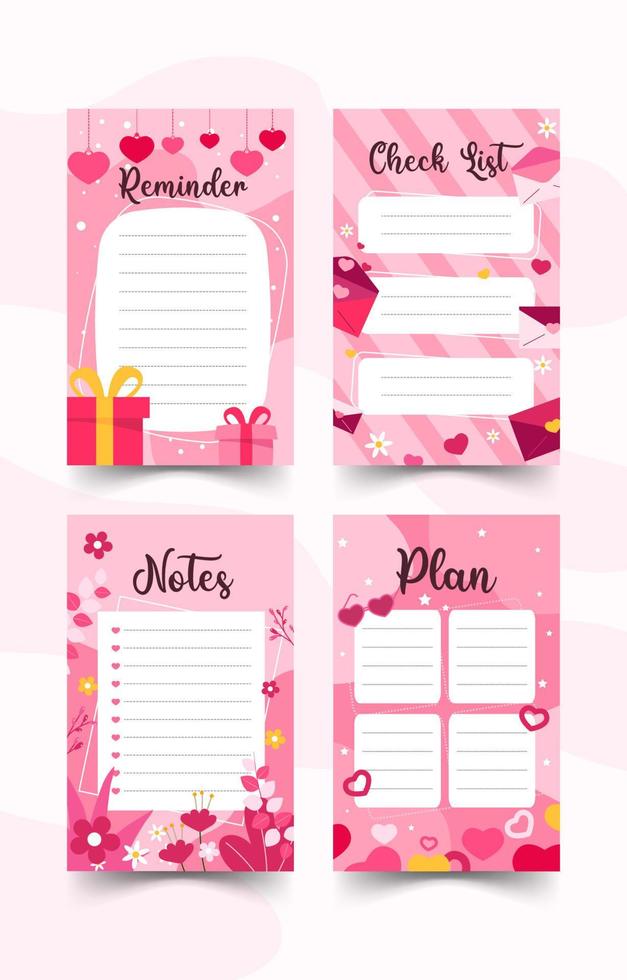 Journal Template with Valentine Concept vector