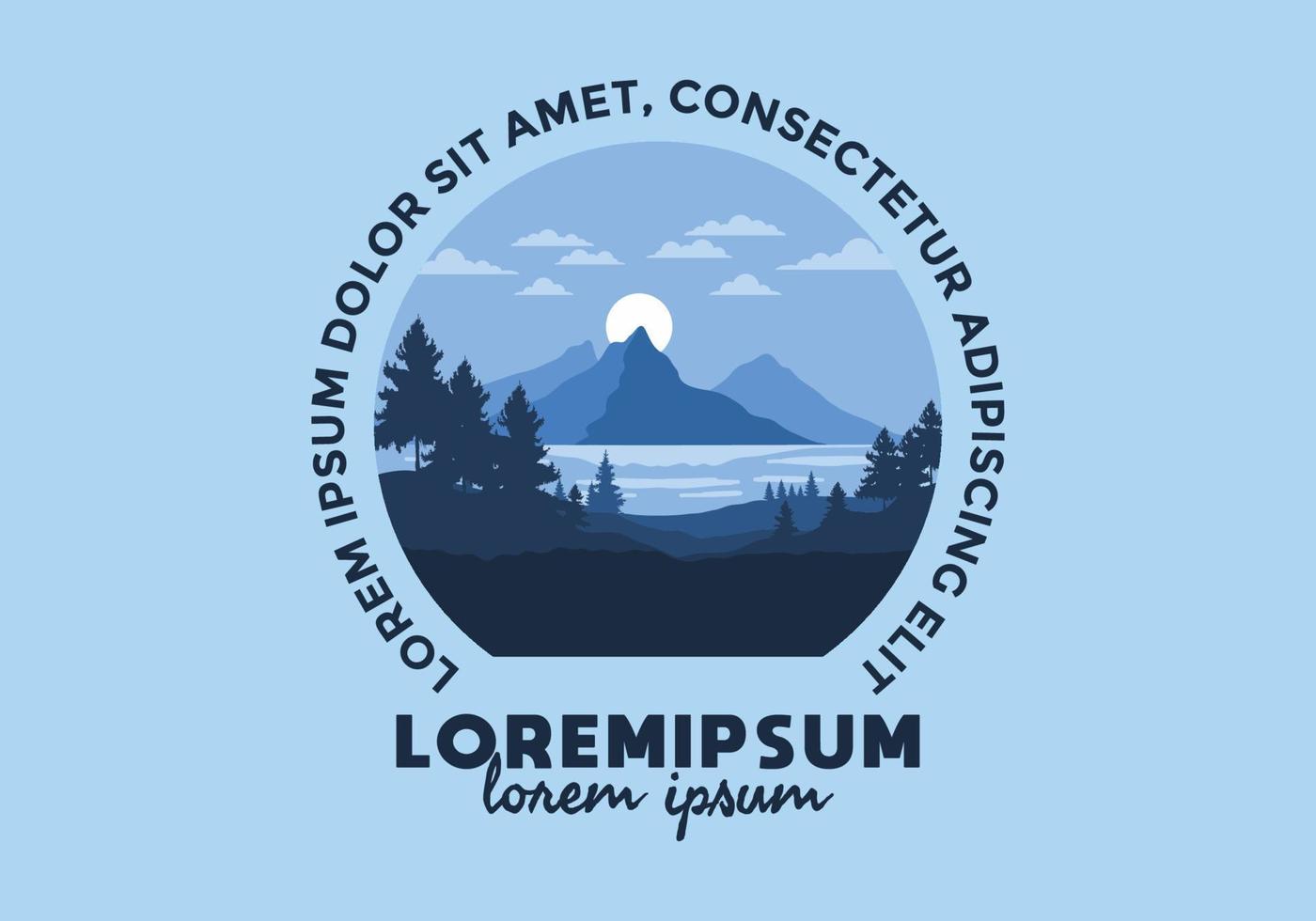 Landscape art illustration of a mountain and lake vector
