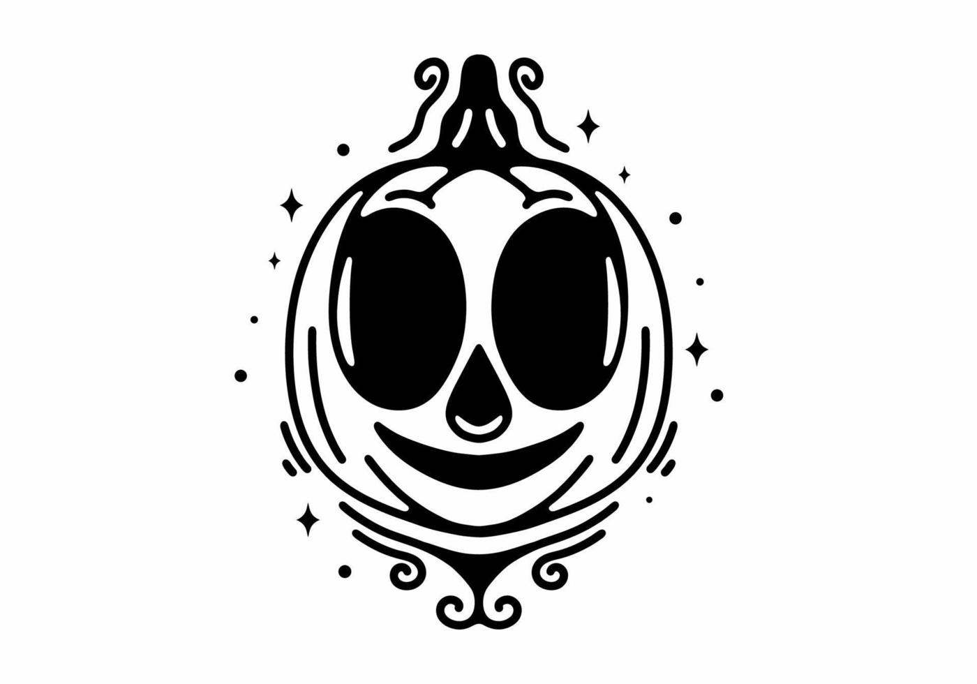 Pumpkin Black and white line art mono line tattoo vector