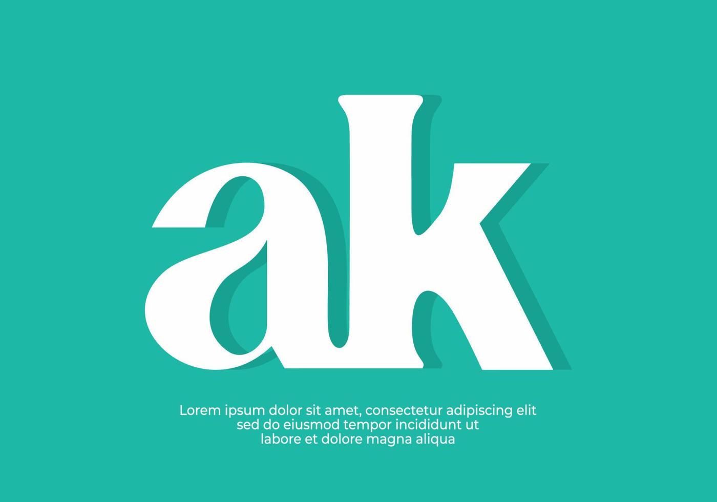 White and Turquoise color of AK initial letter vector