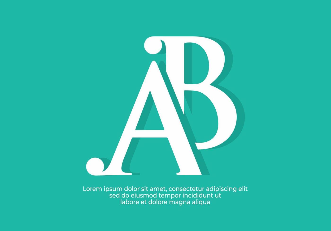 White and Turquoise color of AB initial letter vector