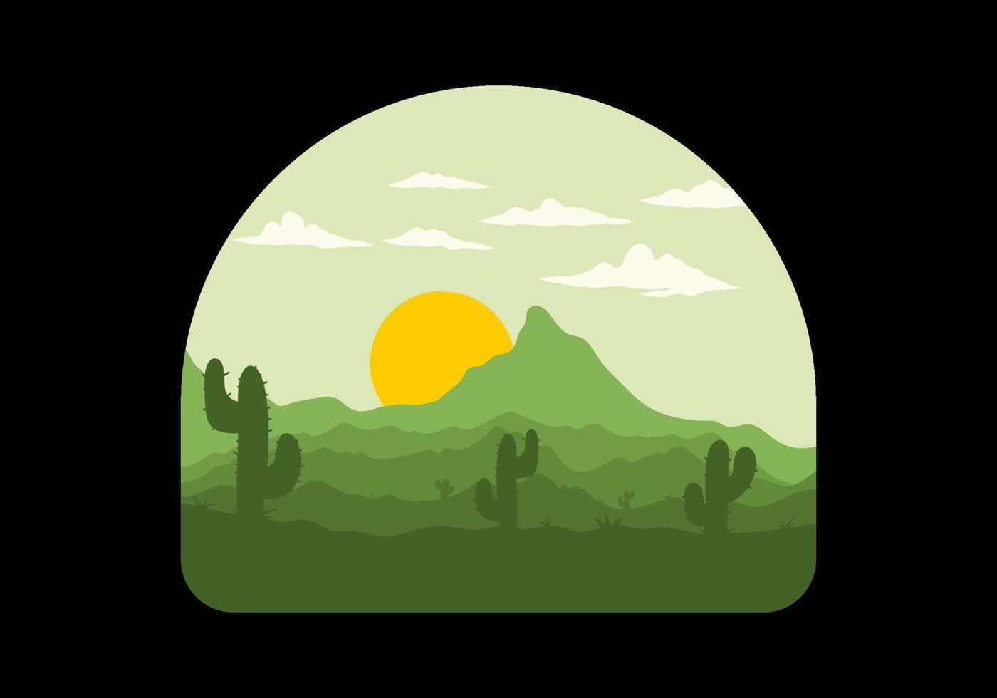colorido paisaje desértico con ilustración de árboles de cactus vector
