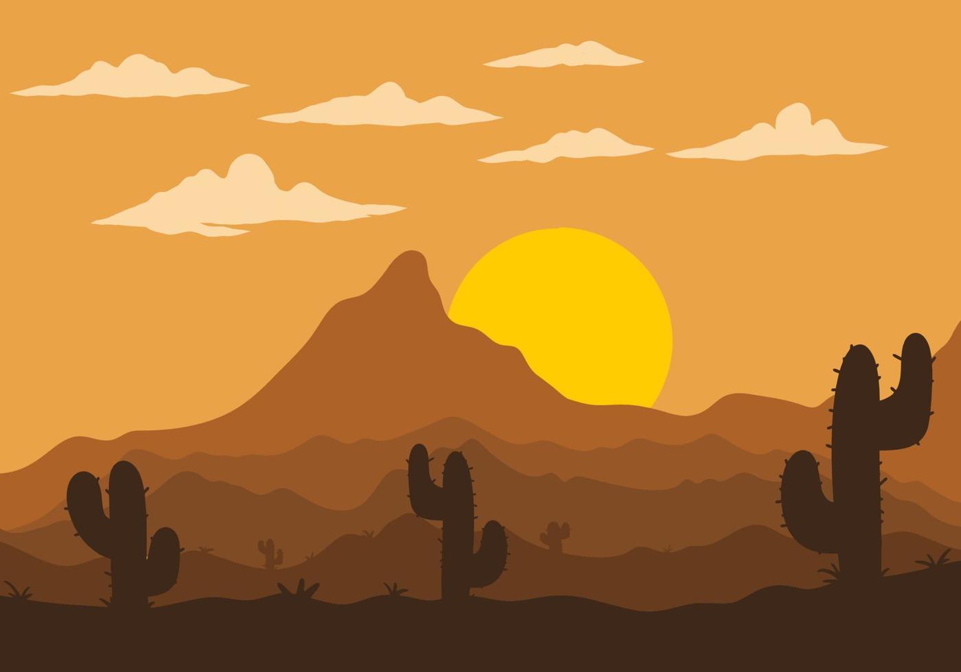 Colorful desert landscape with cactus trees illustration vector