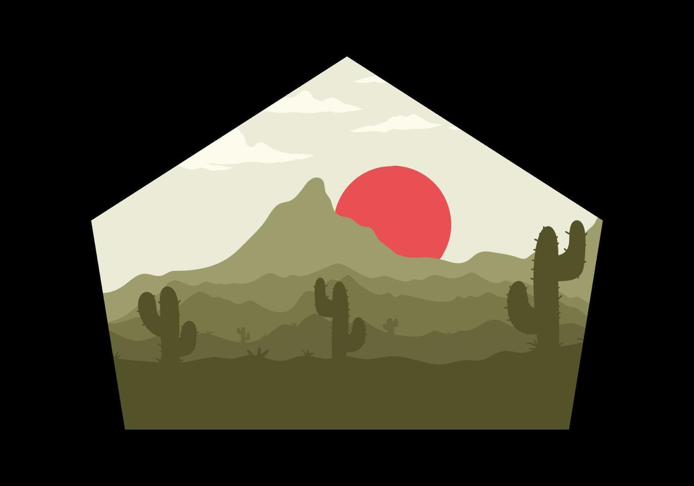 colorido paisaje desértico con ilustración de árboles de cactus vector