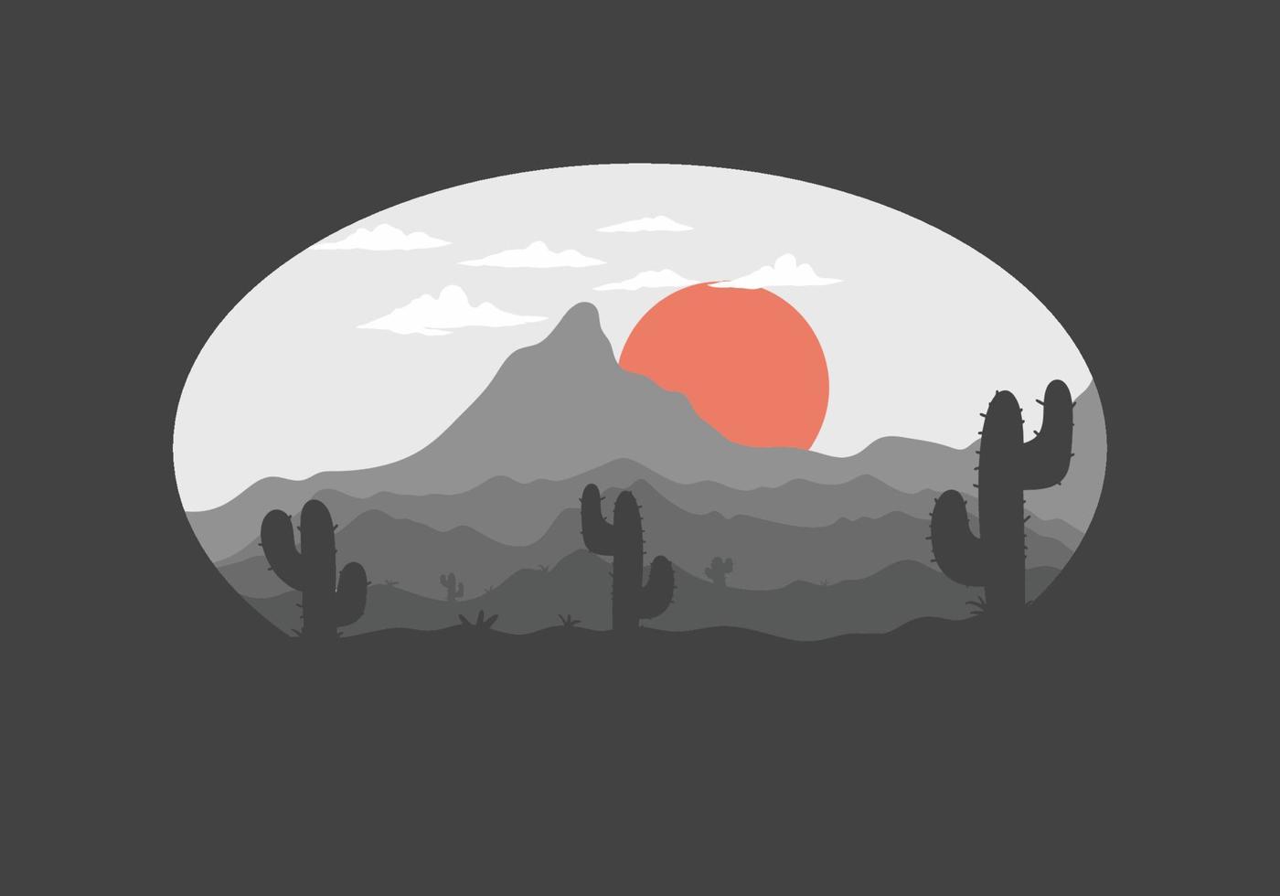 colorido paisaje desértico con ilustración de árboles de cactus vector