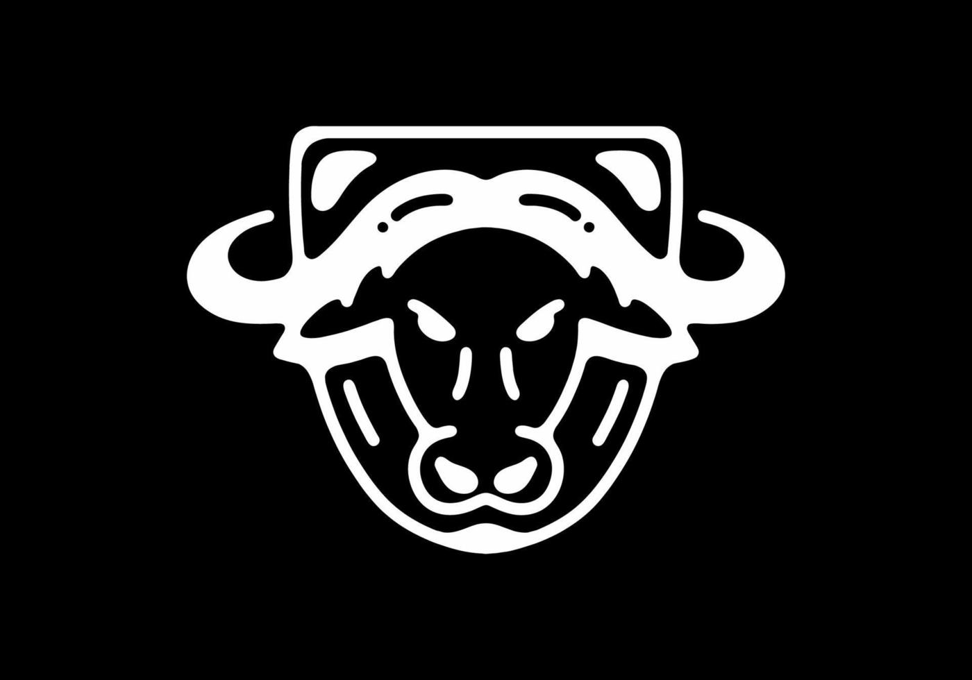 Bull head Black and white line art mono line tattoo vector