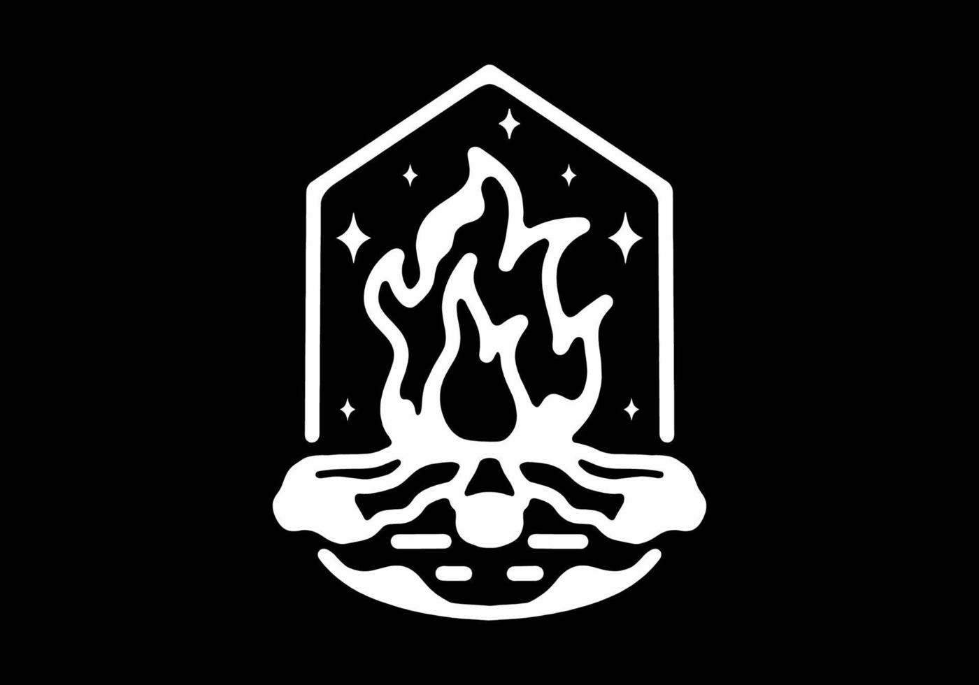 Bonfire Black and white line art mono line tattoo vector