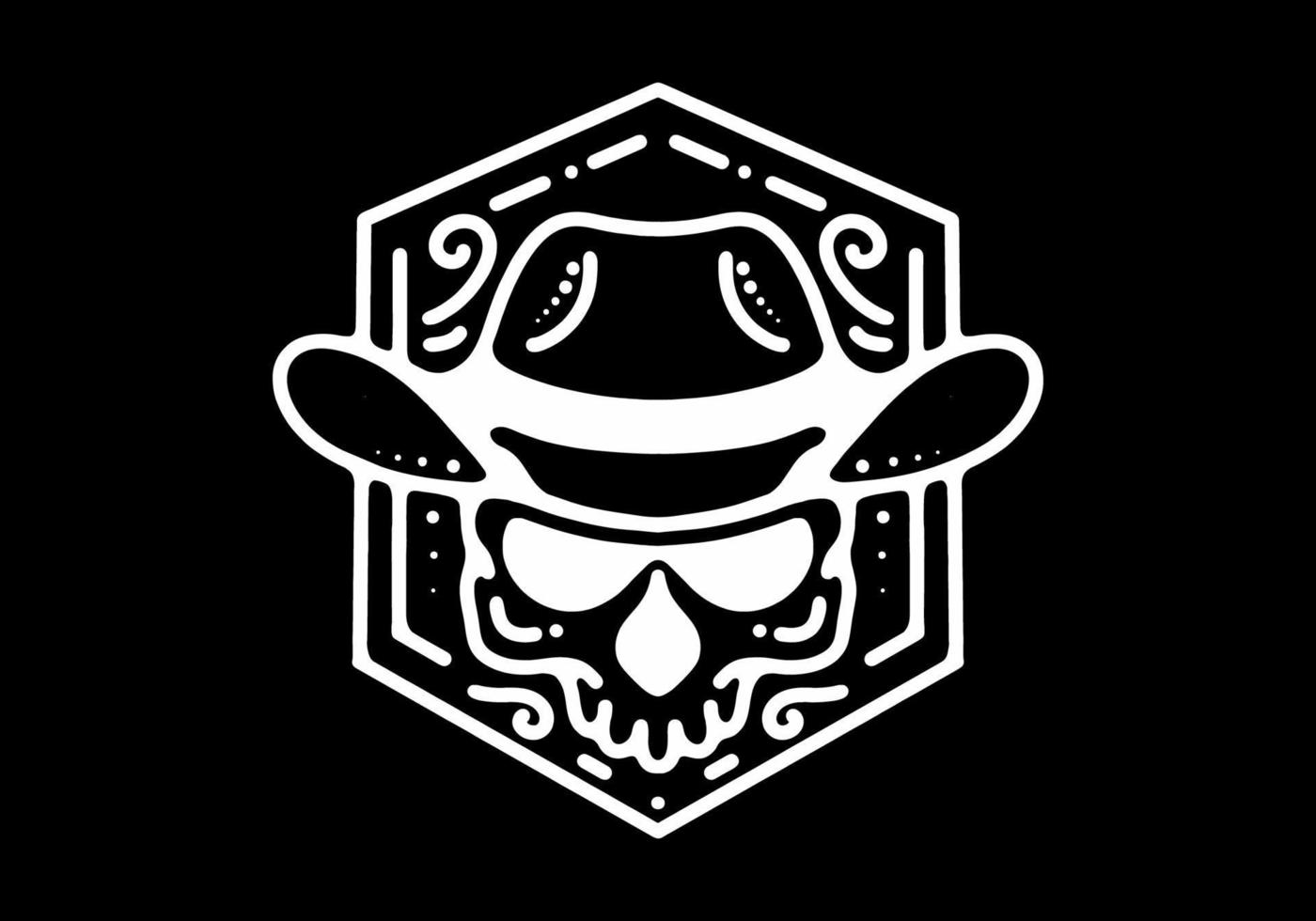 Retro frame Black and white line art mono line tattoo vector