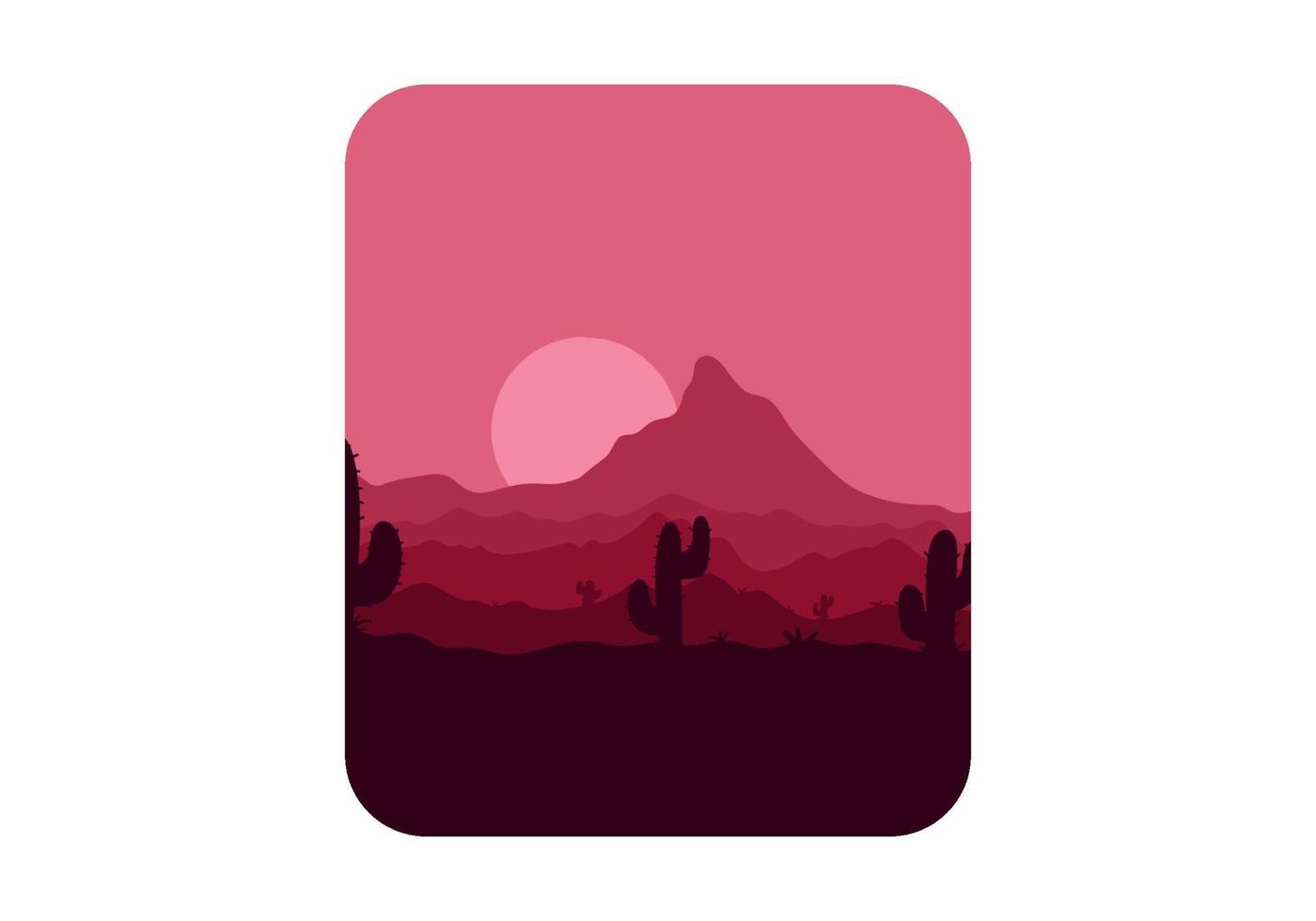 Colorful desert landscape with cactus trees illustration vector