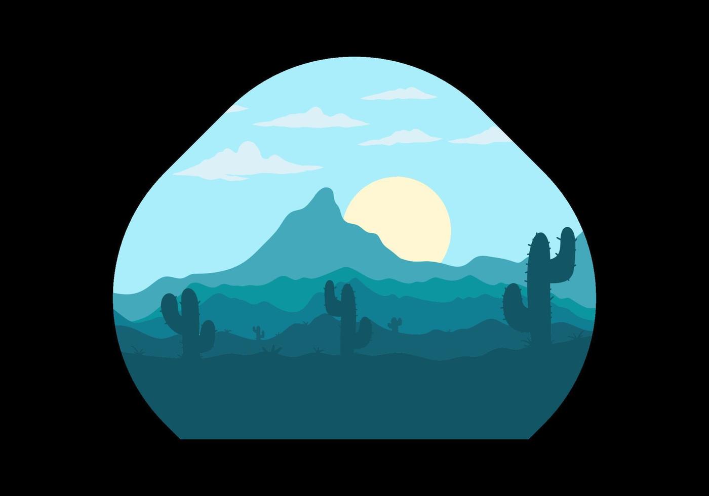 colorido paisaje desértico con ilustración de árboles de cactus vector