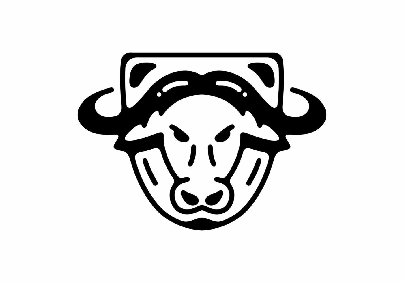 Bull head Black and white line art mono line tattoo vector