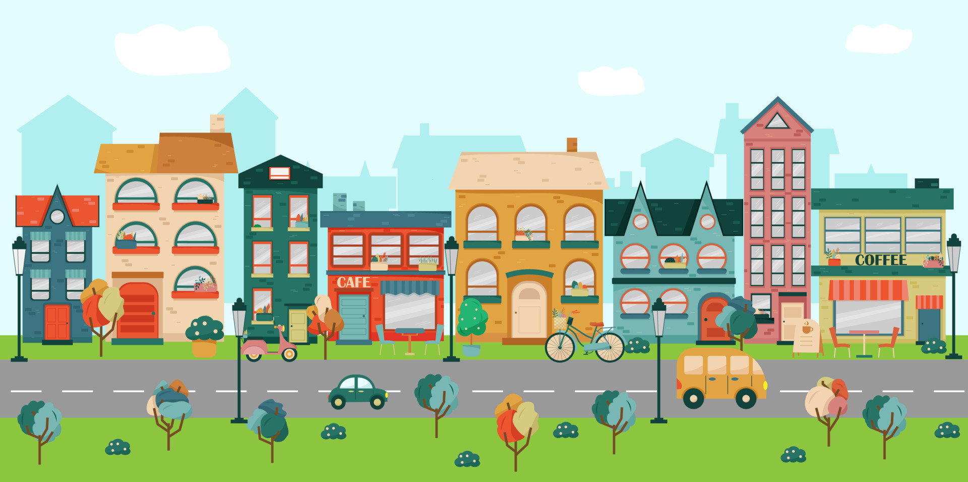 Minimal Style Town Geometric Minimalist City Daytime Cityscape And minimal-style-town-geometric-minimalist-city-daytime-cityscape-and