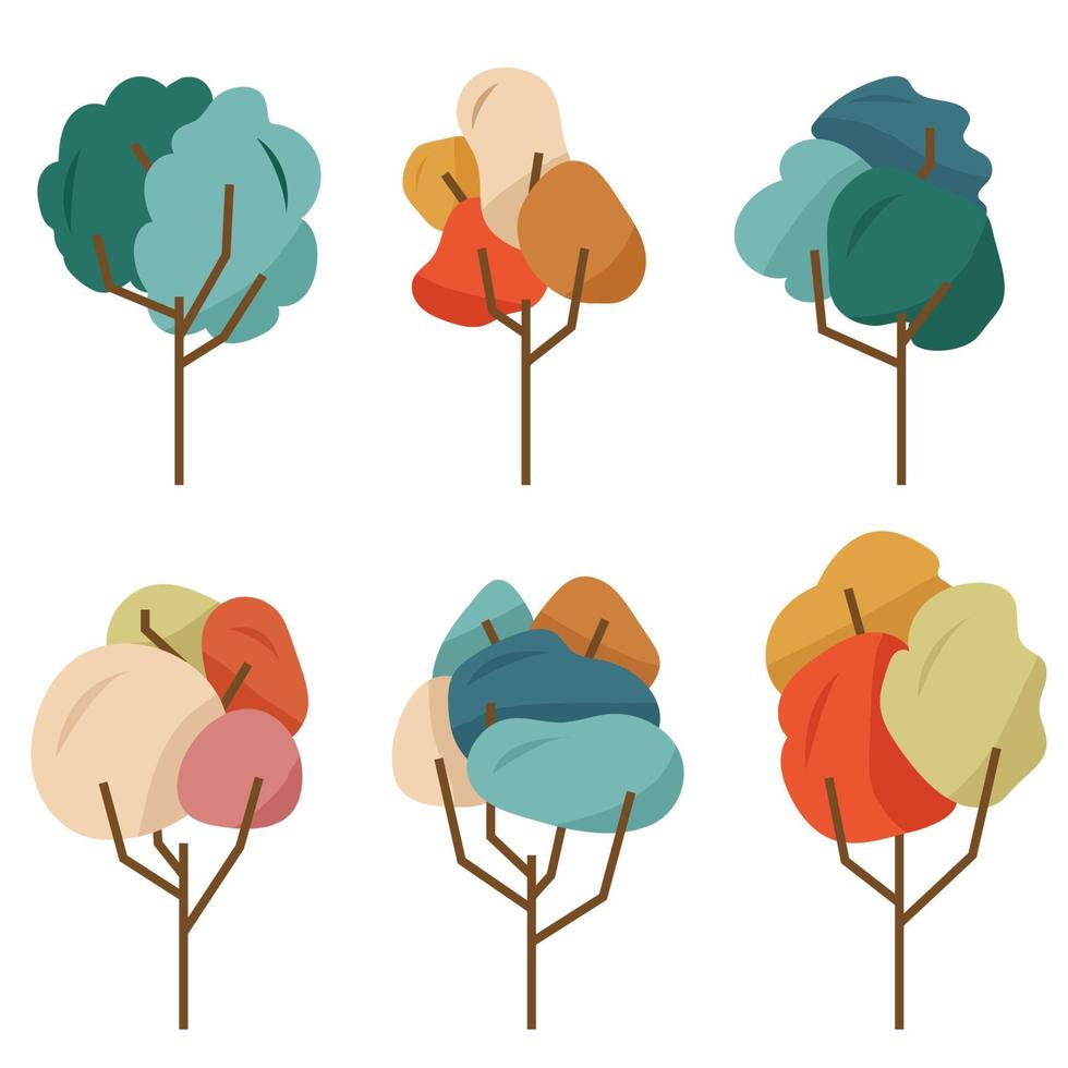 Set of colorful trees vector