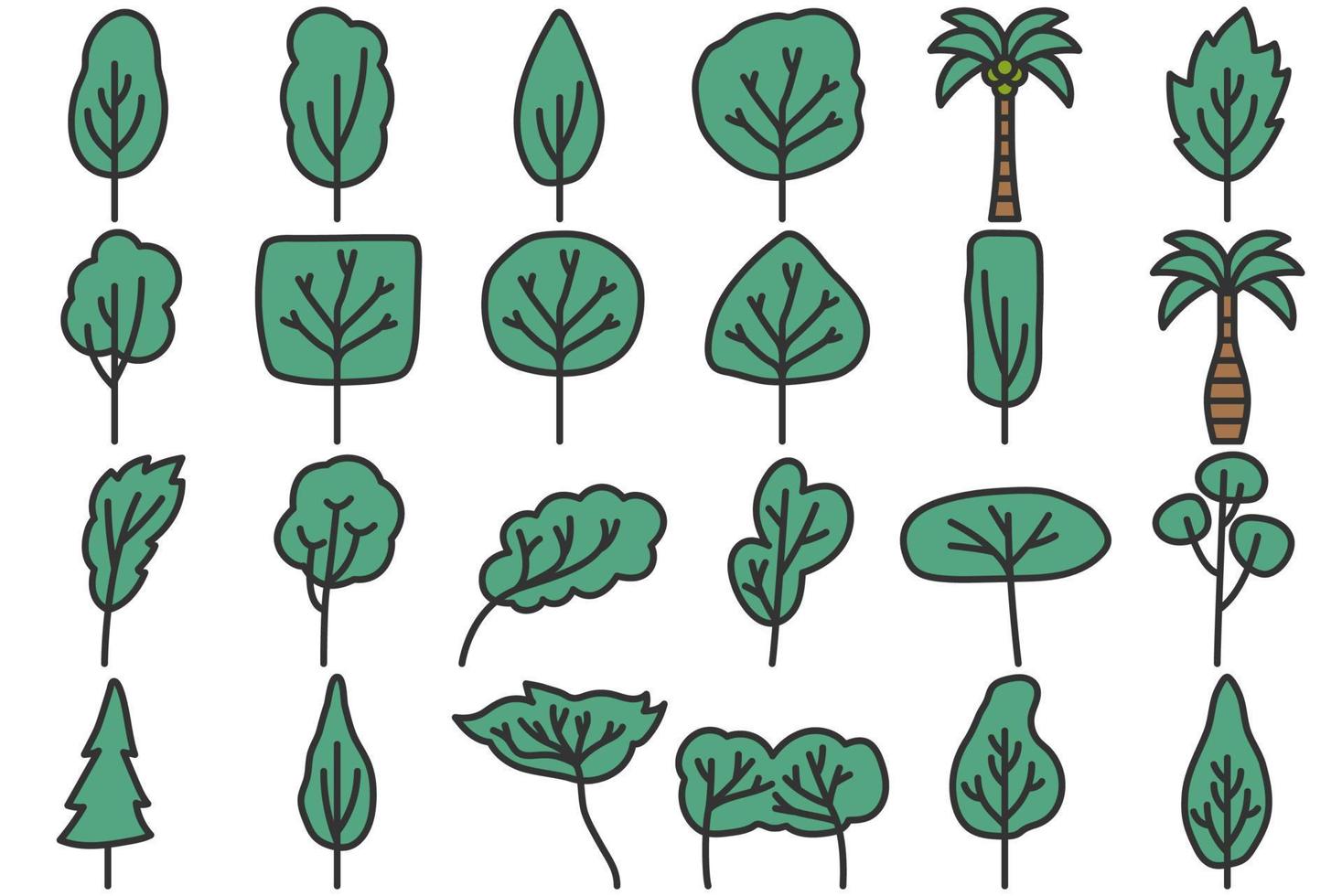 Tree icon. Hand drawn tree iconset. vector