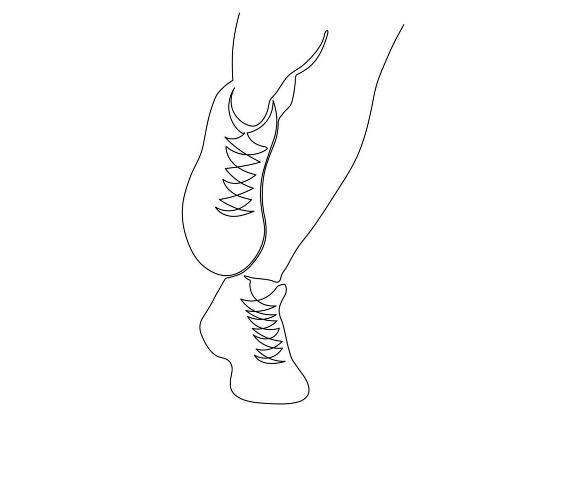 abstract legs in sneakers are running. one line art vector