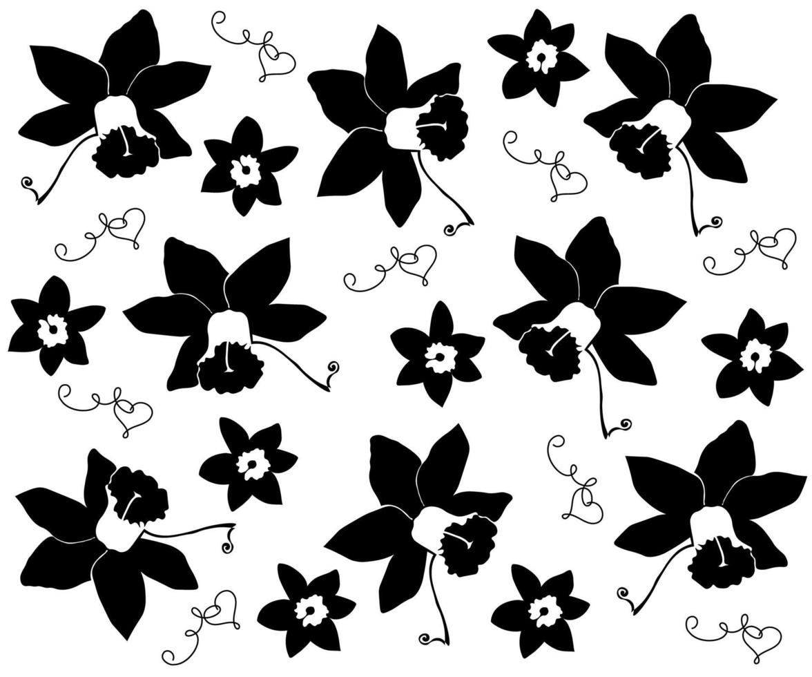 patrón floral monocromo en blanco y negro vector