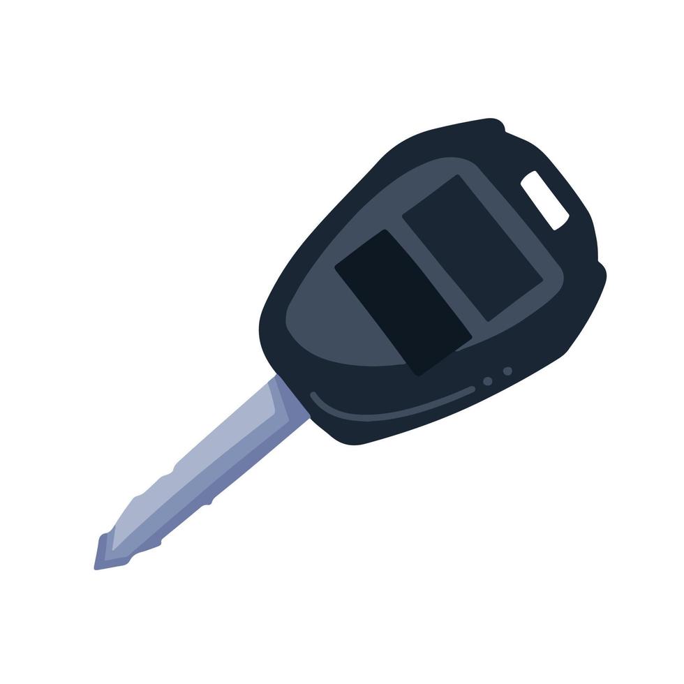 Black car key vector illustration isolated on plain white background. Drawing with simple flat cartoon art style.