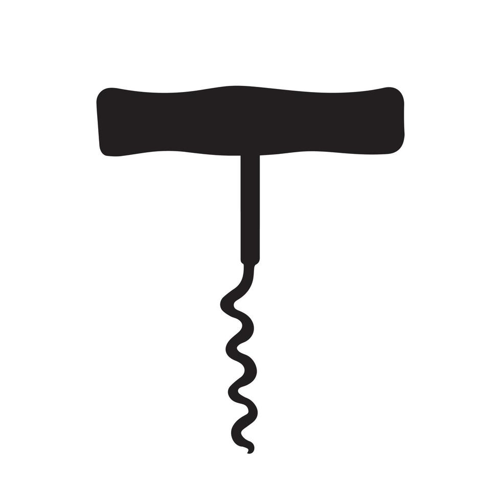 Ilustración de icono de vector de equipo de herramienta de barra de cocina de abrebotellas de vino. dibujo de pictograma de color negro con arte plano simple de dibujos animados. sacacorchos aislado sobre fondo blanco liso.