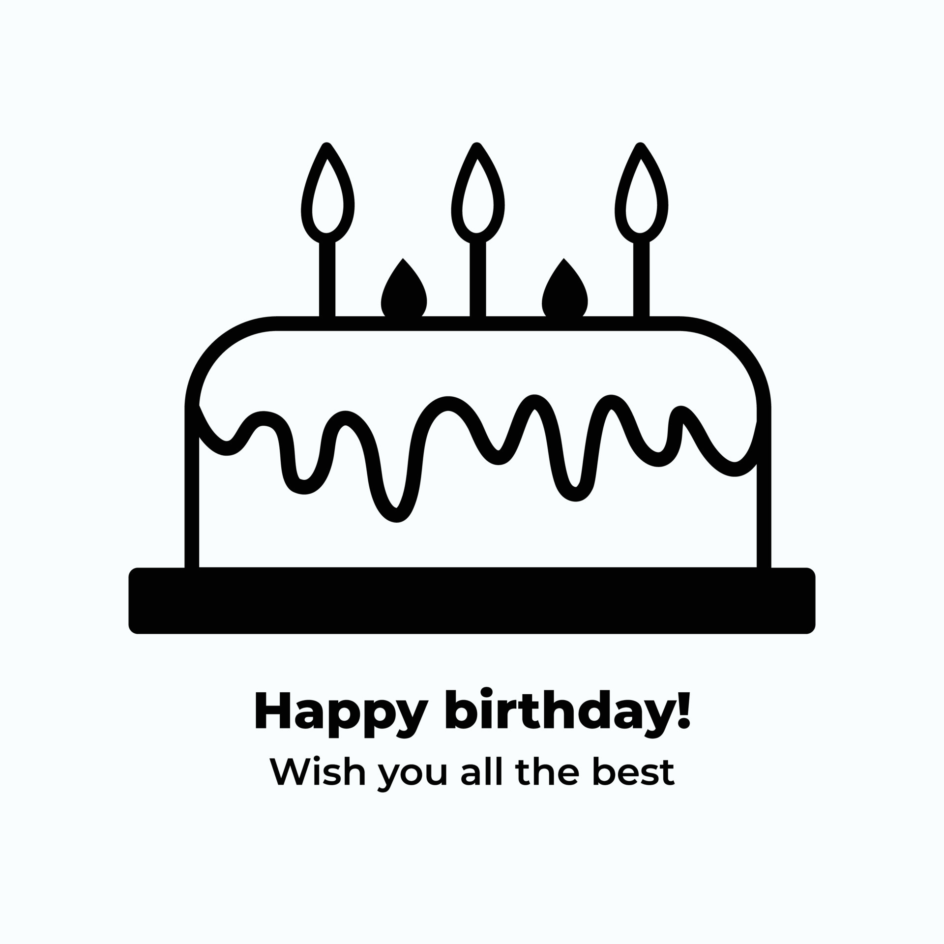 Simple and clean black and white colored happy birthday wishes vector  template illustration icon background. Monochrome birthday card with square  shaped wallpaper isolated on white background. 15430853 Vector Art at  Vecteezy