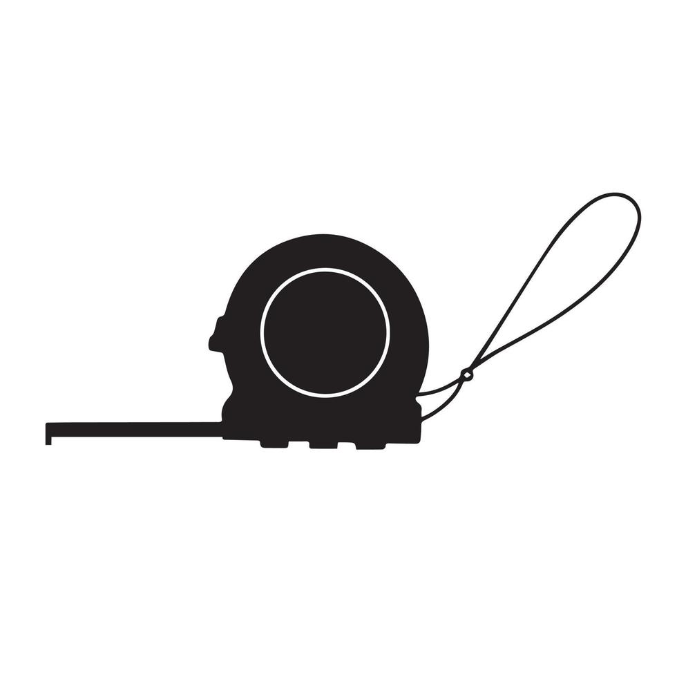 cinta métrica icono silueta ilustraciones vectoriales aisladas sobre fondo blanco liso. pictograma de estilo de arte simple de dibujos animados negros para medir en centímetros o metros. vector