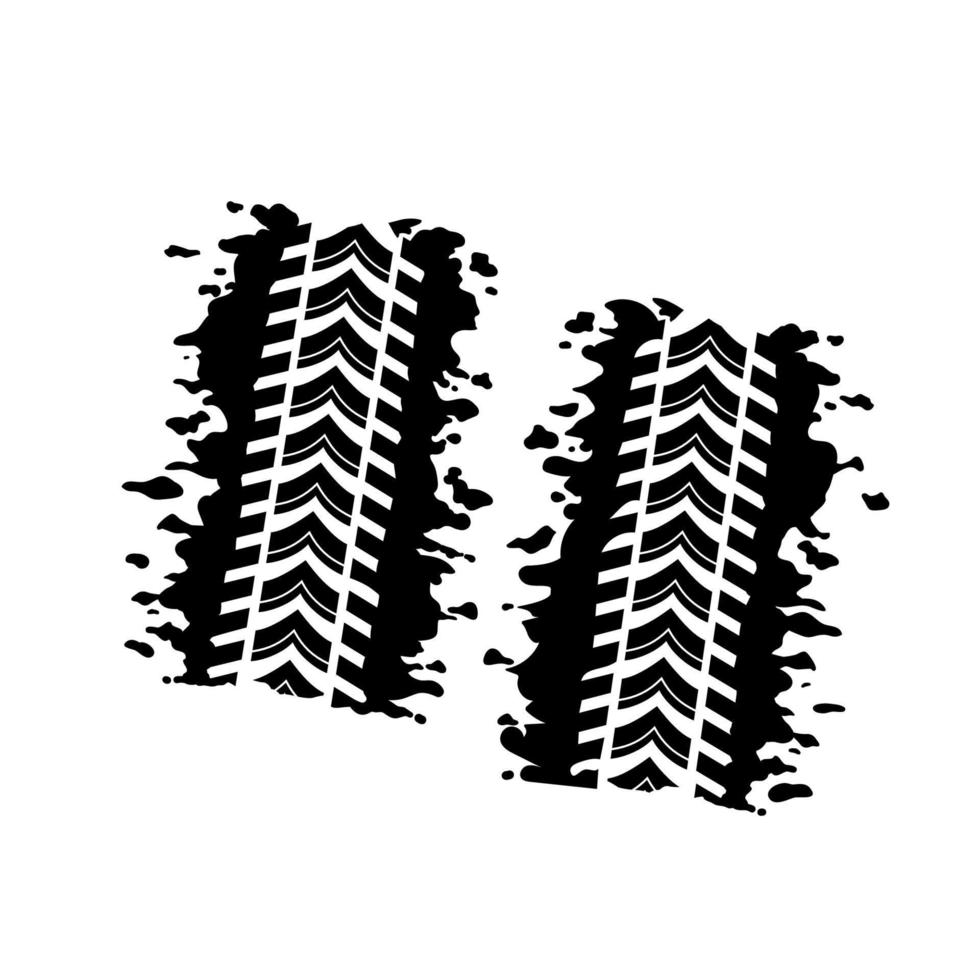 Tire track prints icons, mudding vector illustration isolated on white background