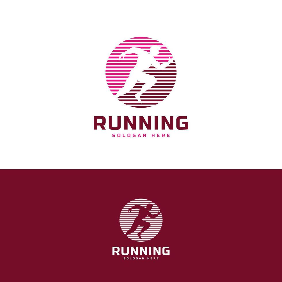 plantilla de logotipo del club de carreras, tipo de registro del torneo de maratón, identidad del equipo deportivo. fitness, atleta entrenando para el símbolo de la vida, diseño creativo del logo con letras. vector