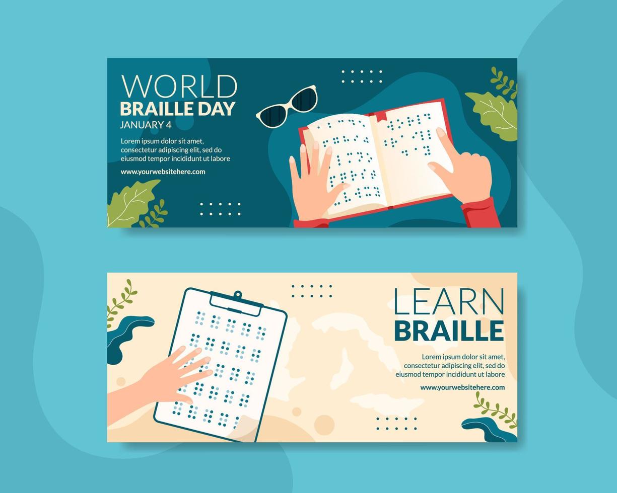 World Braille Day Banner Flat Cartoon Hand Drawn Templates Illustration vector