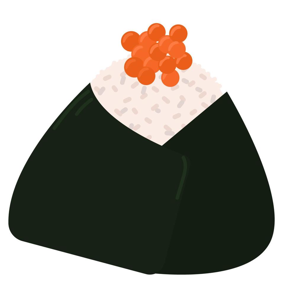 Onigiri or rice ball,is a Japanese food made from white rice formed into triangular and wrapped in nori. vector