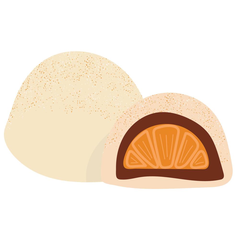 Mochi - Japanese rice cake with orange. Traditional food for the Japanese New Year. vector