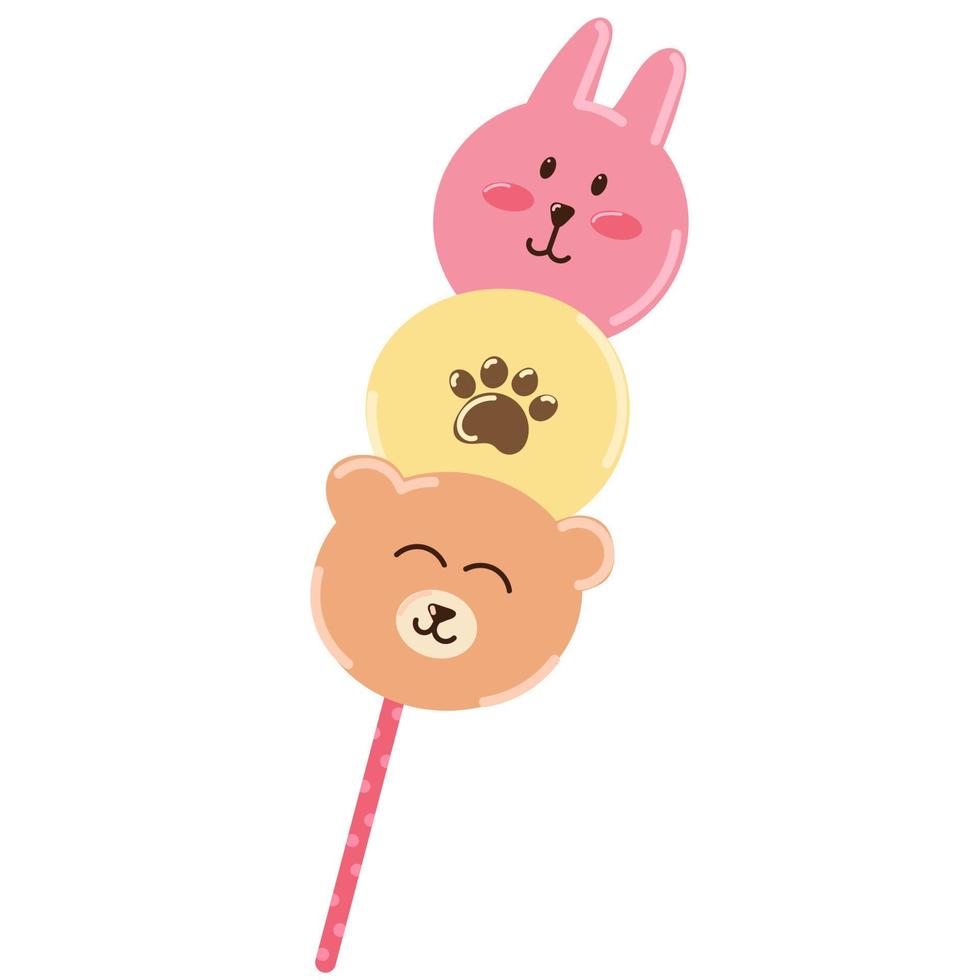 Mitarashi Dango - Japanese  sweet rice dumpling.Cute colorful dango vector