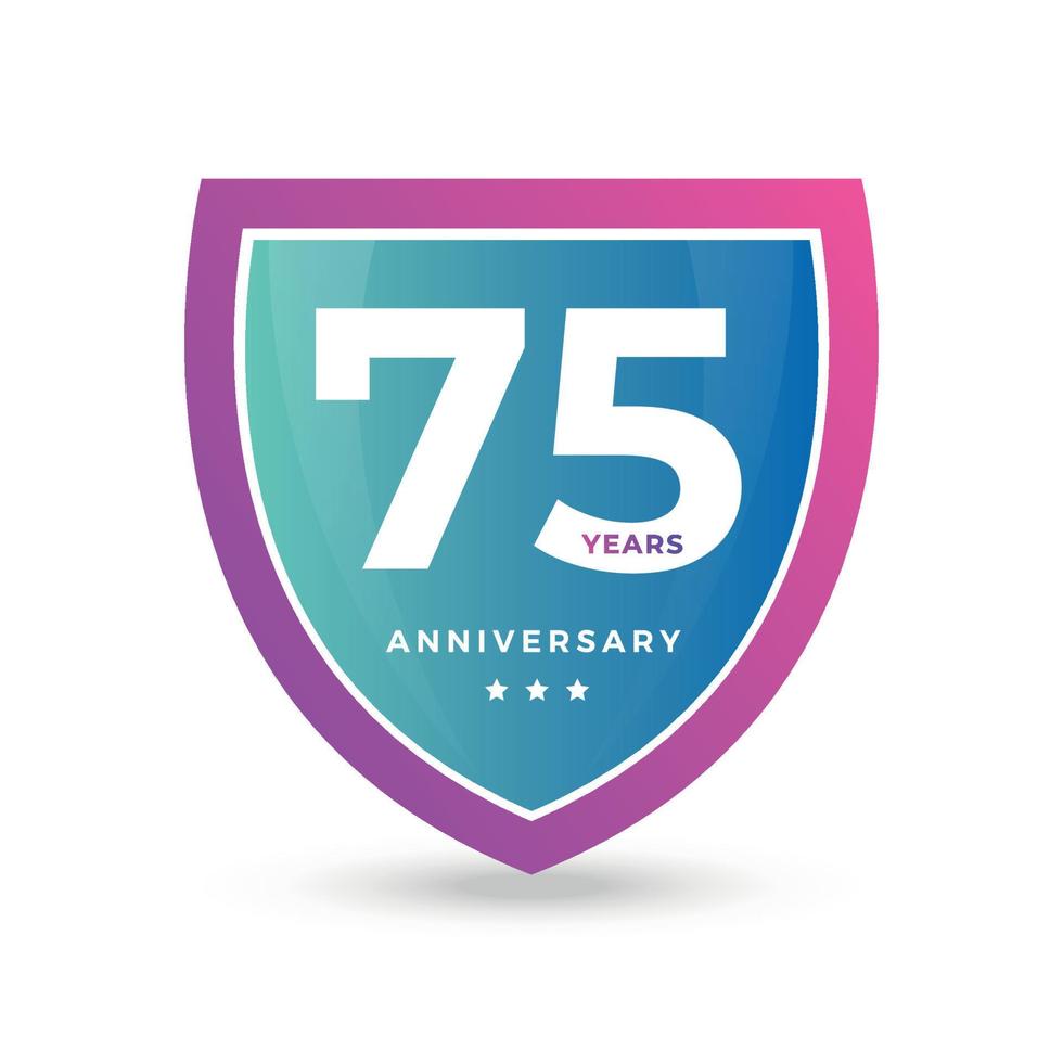 75th years anniversary Celebrating icon logo label Vector event gold color shield