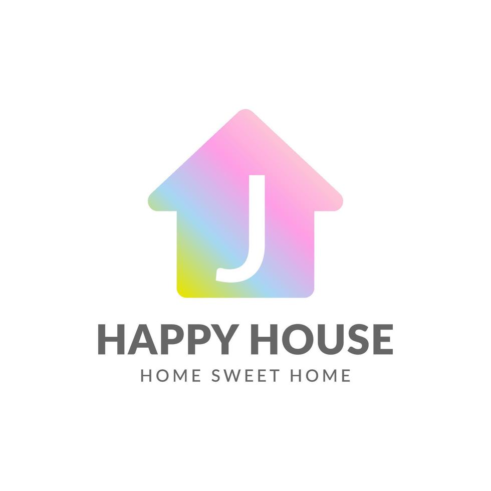 letter J happy house vector logo design