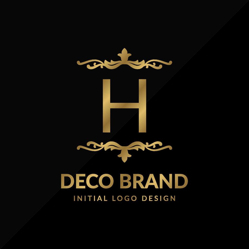 letra h marca decorativa retro remolino vector logotipo inicial
