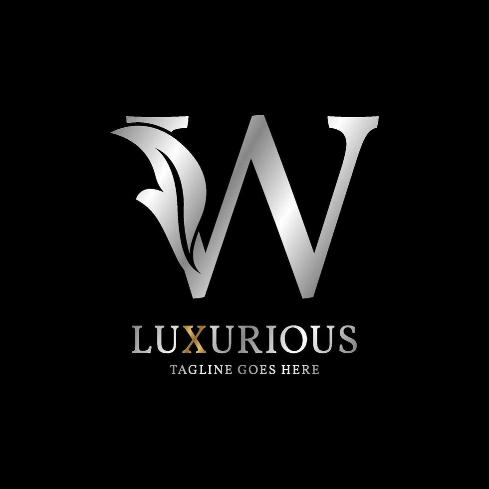 letter W luxurious leaf initial vector logo design element