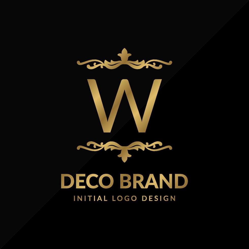 letter W decorative brand retro swirl vector initial logo