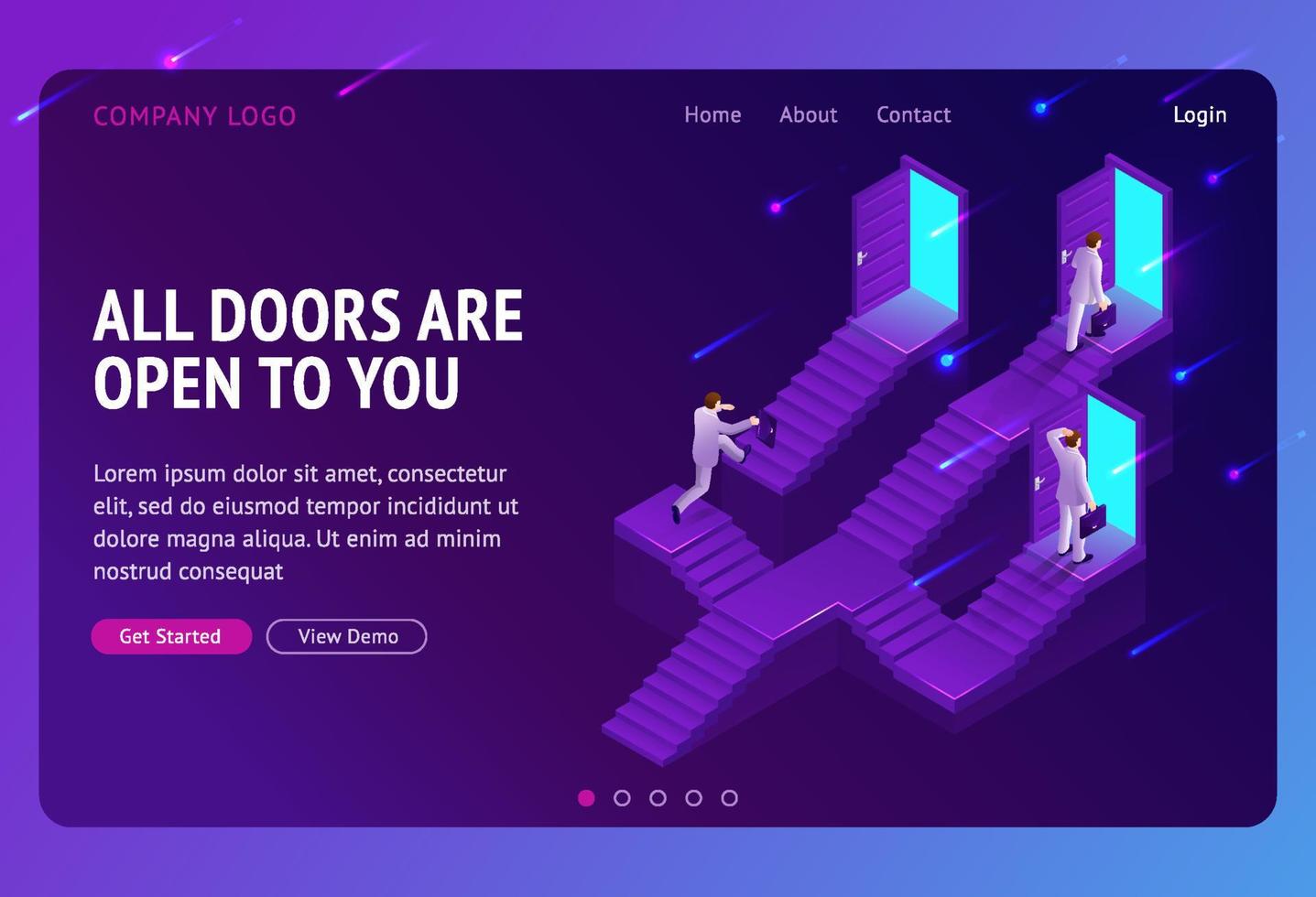 Choice, career ladder isometric landing page. vector