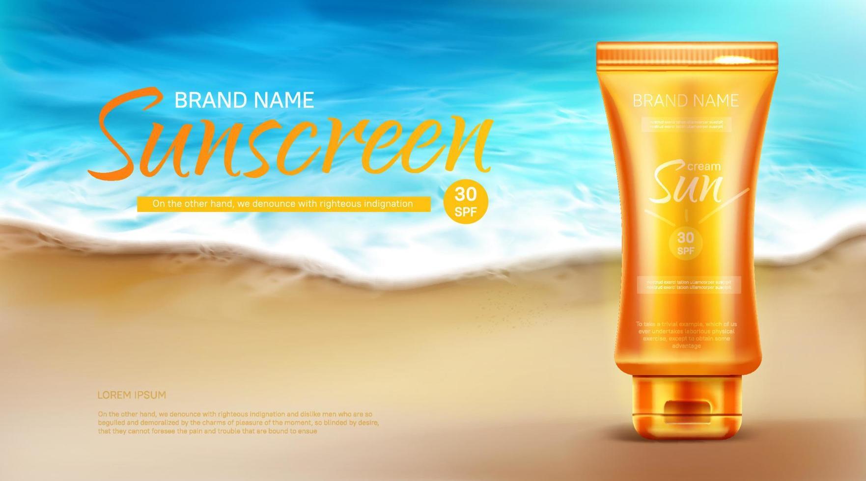 Sunscreen protection uv cosmetic banner, summer vector