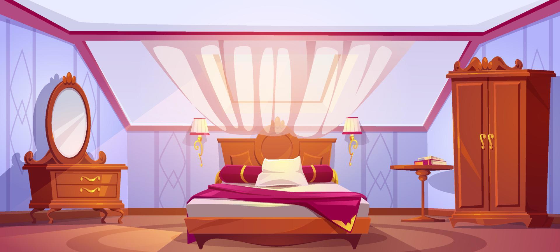 Attic bedroom or guest room interior mansard floor vector