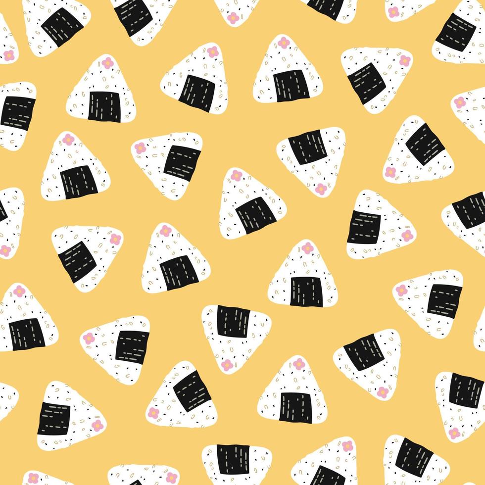 Onigiri seamless pattern. Japanese traditional food. Asian cuisine vector