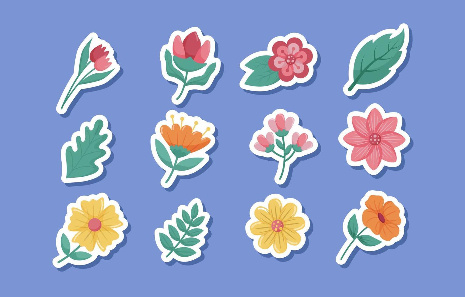 Spring Floral Element Sticker Set vector