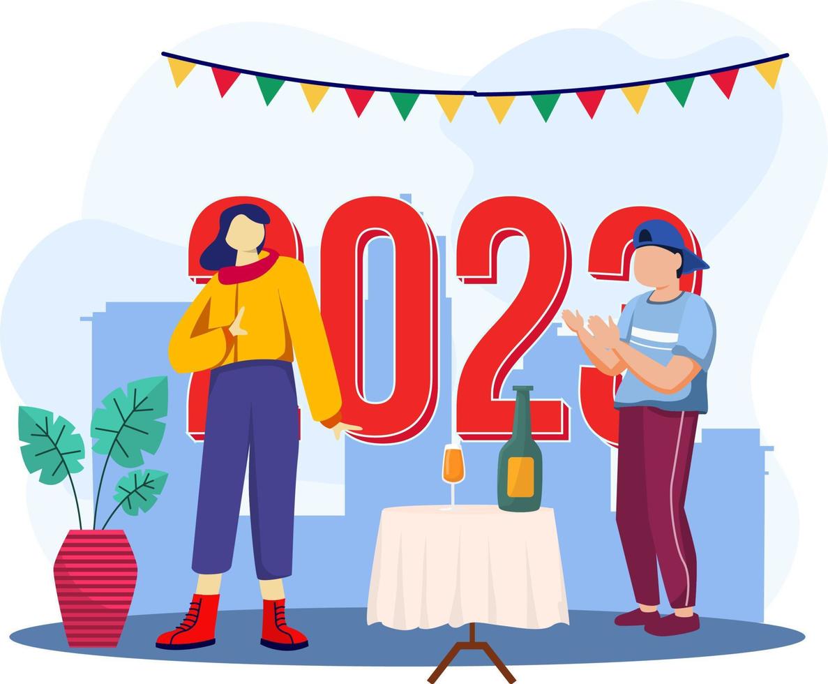 Happy New Year 2023 Flat Design vector