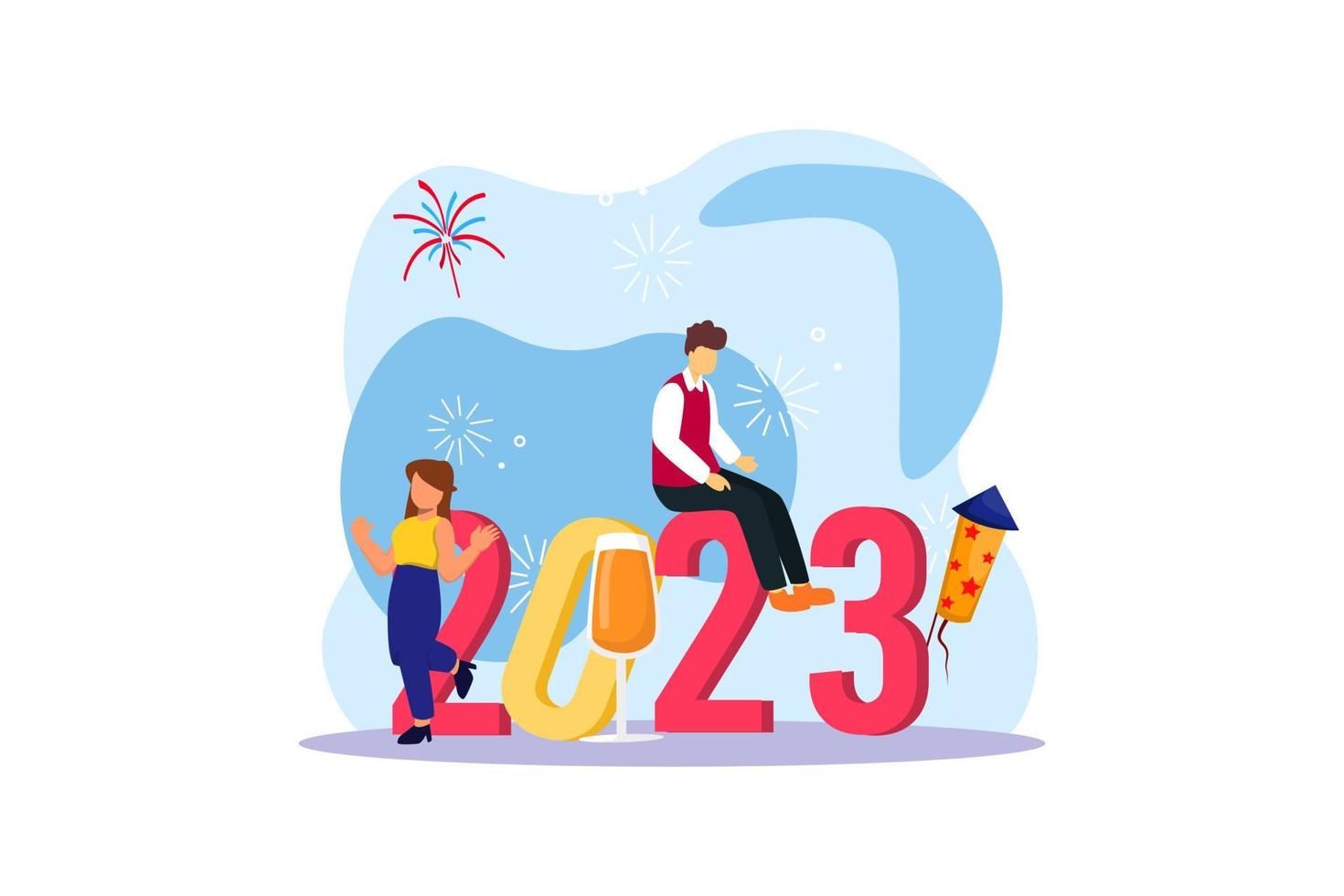 bienvenido año nuevo 2023 diseño plano vector