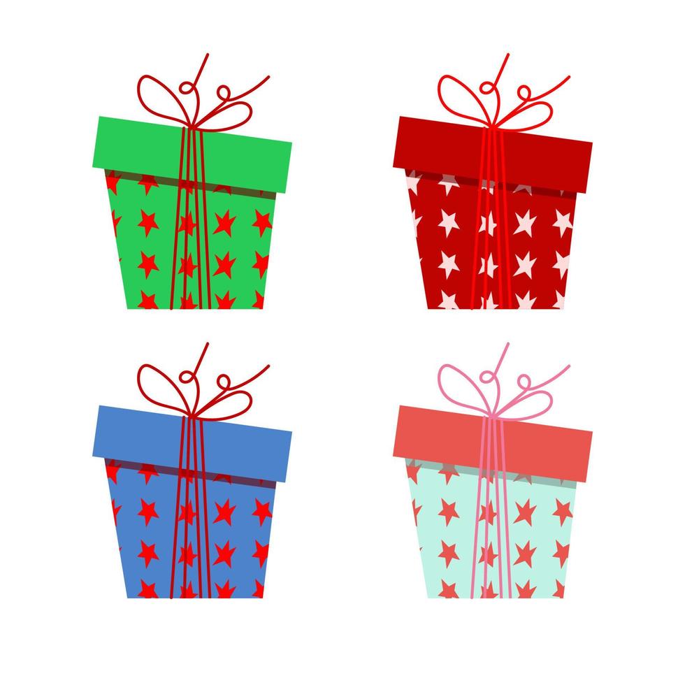 Merry christmas and Happy New Year. Gifts boxes with Stars. vector