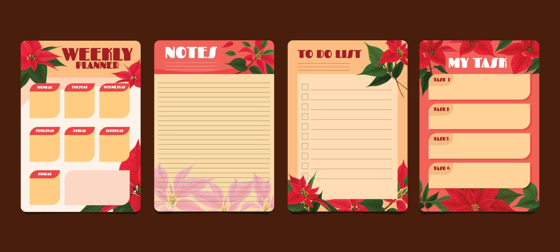 Poinsettias Journal Templates vector