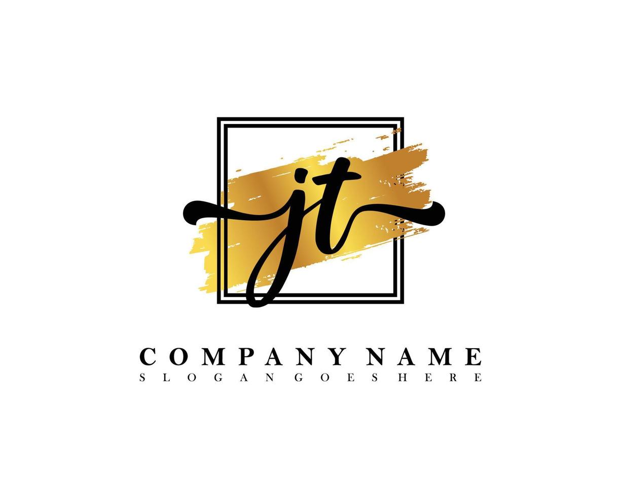 JT Initial handwriting logo concept vector