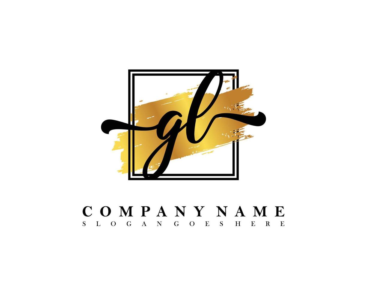 GL Initial handwriting logo concept vector