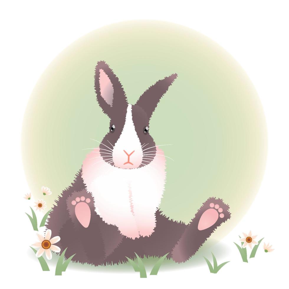 Black and white bunny in pastel tones vector